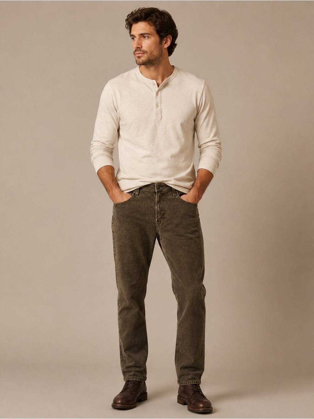 AG Adriano Goldschmied Tellis Modern Slim Corduroy Pants Olive Green Mens 34R